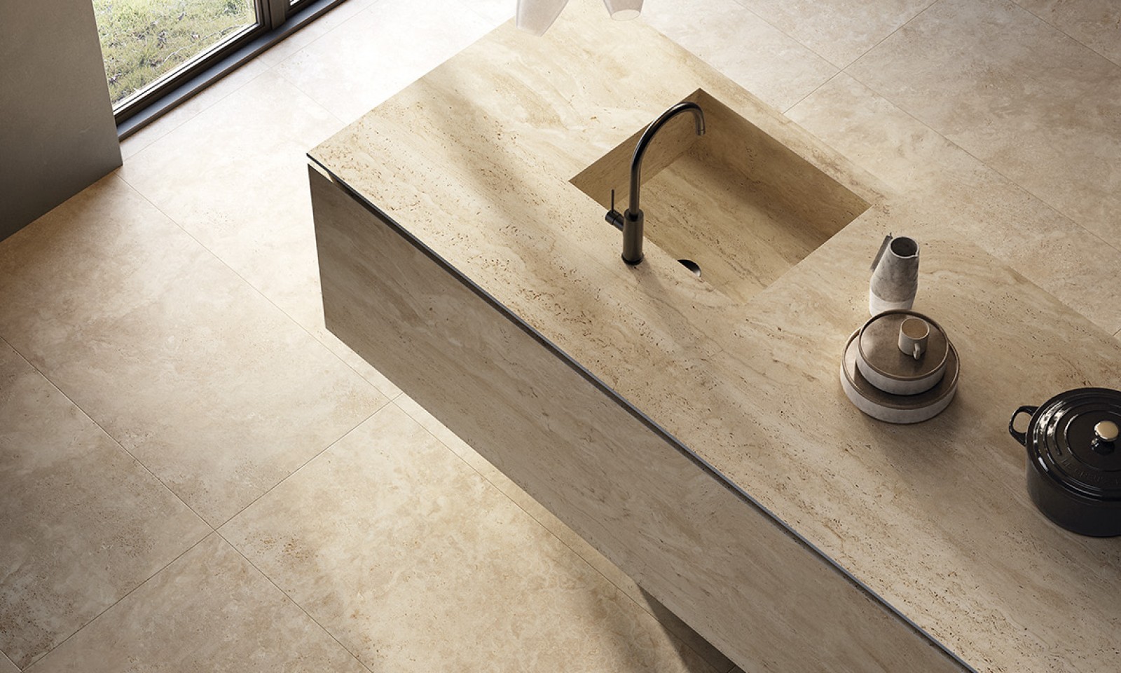 Travertino Classico — installed